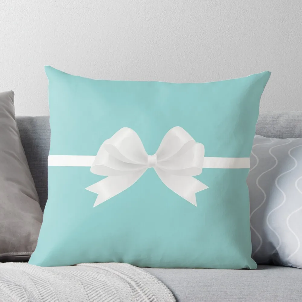 

Turquoise & White Bow Throw Pillow Sofa Cushions Decorative Cushion Cover