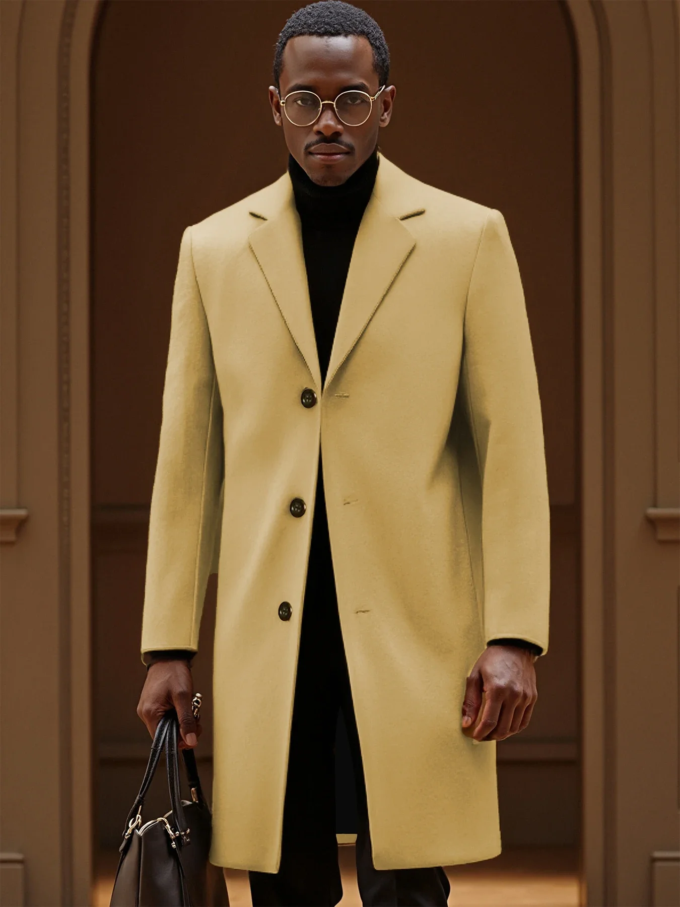 Abrigos de mezcla de lana para hombre, gabardina, abrigo de guisante, chaqueta Formal con solapa de pico para celebridades, cuello levantado, solapas de muesca para la vida diaria