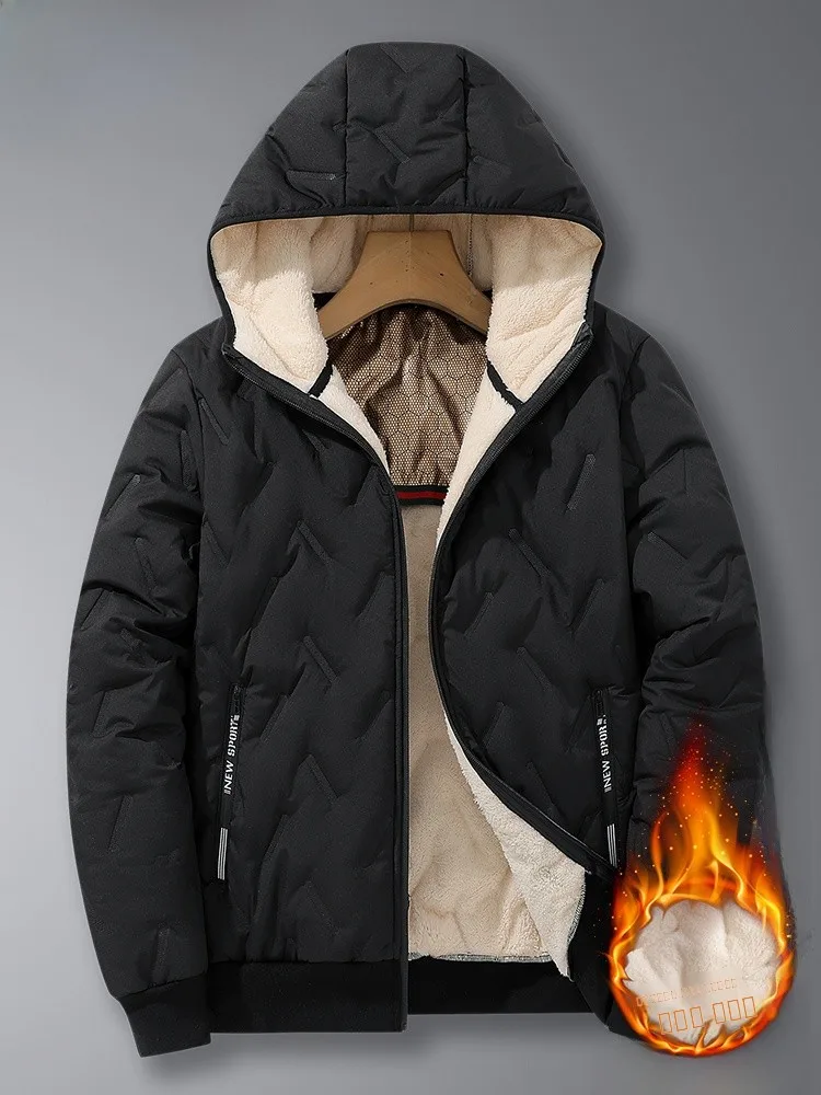 

Men's Cotton Jaet Autumn Winter Thi Warm aphene Windproof Coldproof Hooded Fce Lined Outerwear Stand Fit Long Sle