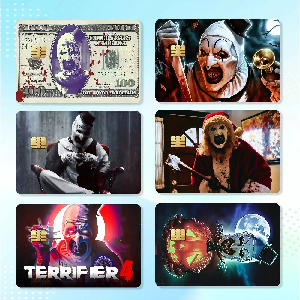 Movie T-Terrifier 4 Credit Skin Cover Card Stickers 4PCS Film Bus Pass Front Decoration Bank Debit Waterproof