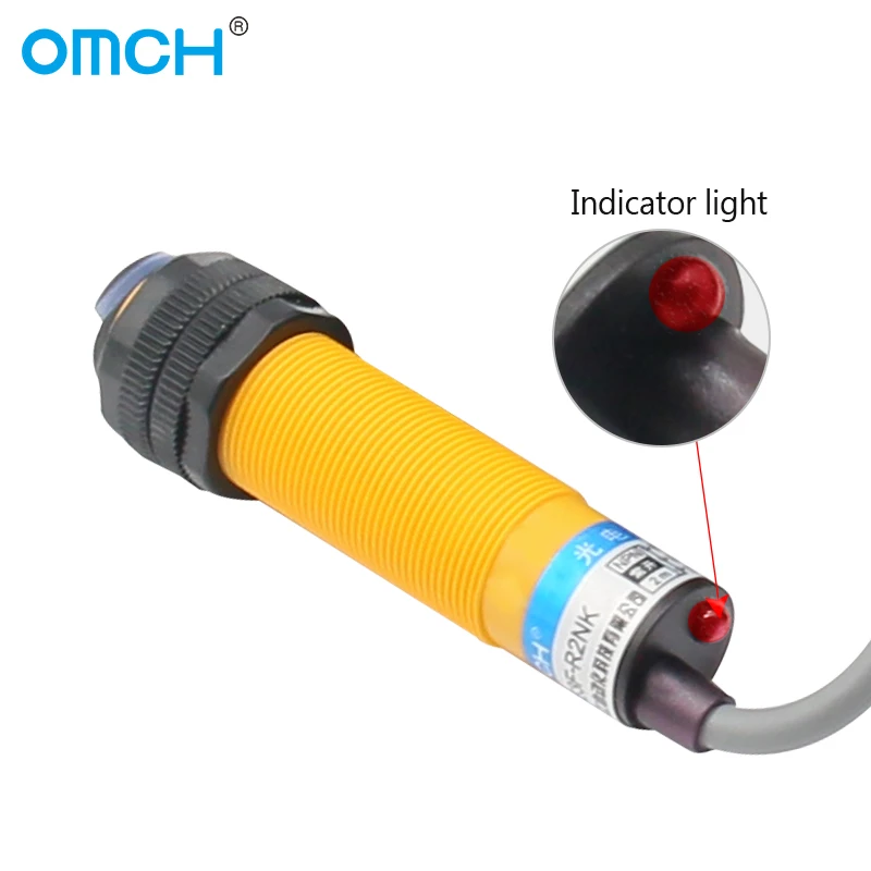 OMCH Automation E3F-R2 Series Feedback Reflective Photoelectric Switch NPN PNP M18 Inductive Sensor Dection Range 2M