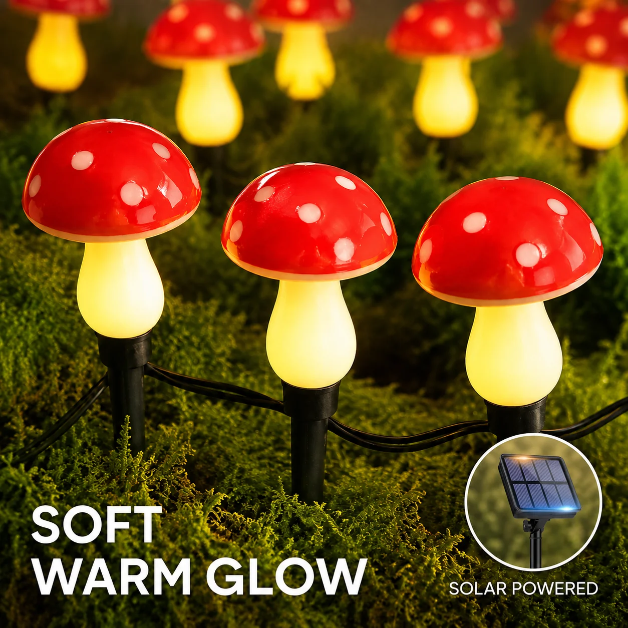 Solar Mushroom Stake Lights 10/20 pcs 4 Colors 8 Modes Auto On for Garden Pathway Yard Lawn Patio Christmas Holiday Decor