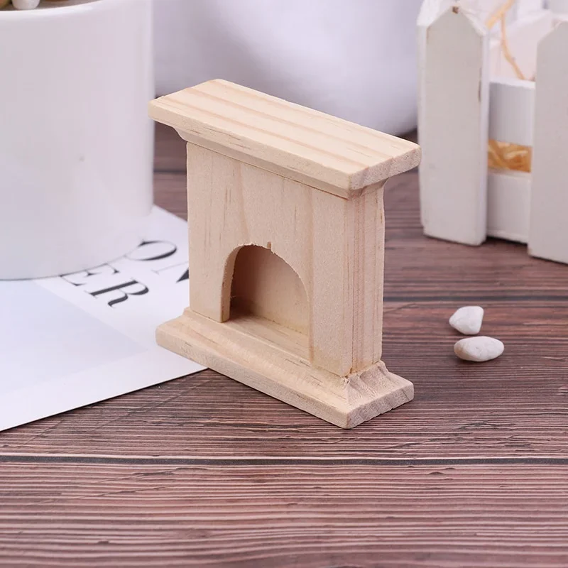 1:12 Scale DIY Wooden Handmade Miniature Fireplace Dollhouse Decor Furniture Accessorie Kits Mini Doll Houses Toys Gift