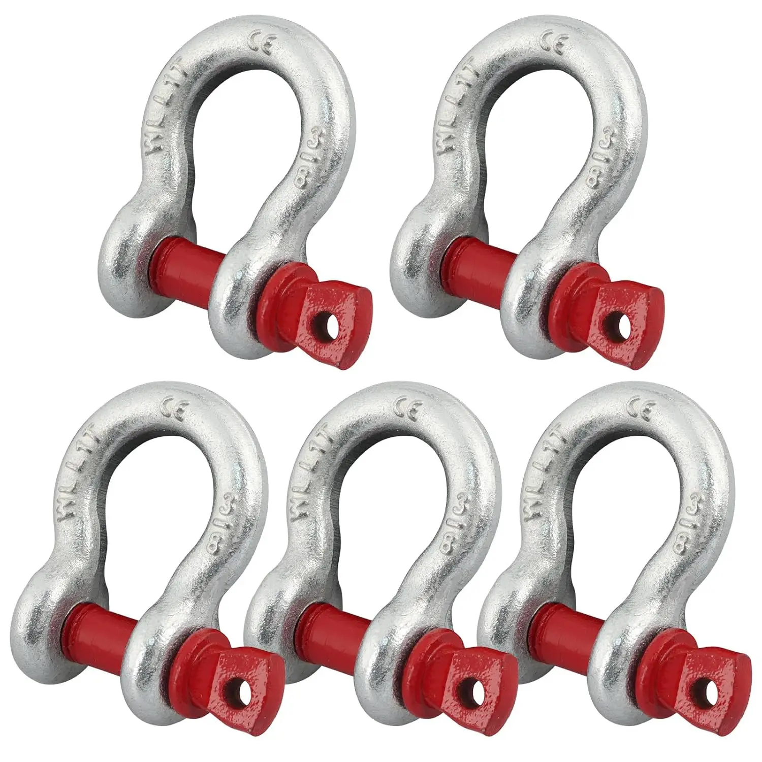

5 Pack 3/8'' D Ring Anchor Shackles Galvanized Screw Pin Heavy Duty for Tow Strap Winch Vehicle Recovery, 1 Ton (2204 lbs)