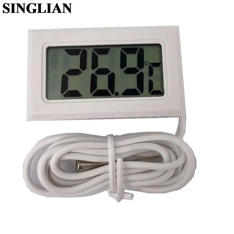 1Pcs Mini LCD Display Digital Thermometer Indoor Convenient Temperature Meter Gauge Instruments Embedded Built-in Probe Cable 1M