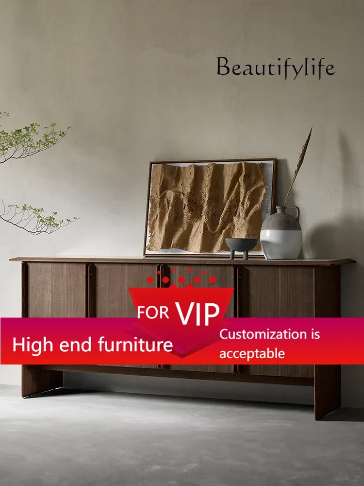 

UP XNorth American Black Walnut Solid Wood Side Cabinet Slate Wabi Wind Locker Italian Minimalist