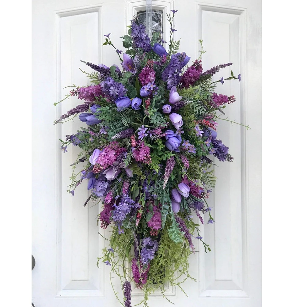 

Purple Tulip Wreath Lilac Hydrangea Colorful Spring Summer Garland Home Decoration