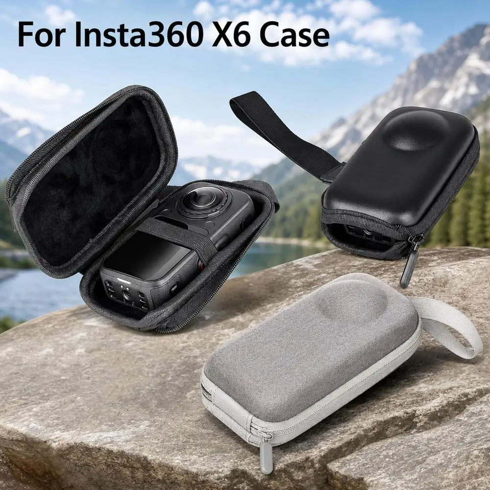 Für Insta360 X6 Tragetasche Action-Kamera PU-Nylon Schutztasche mit Handschlaufe Stoßfeste Reise-Kameratasche