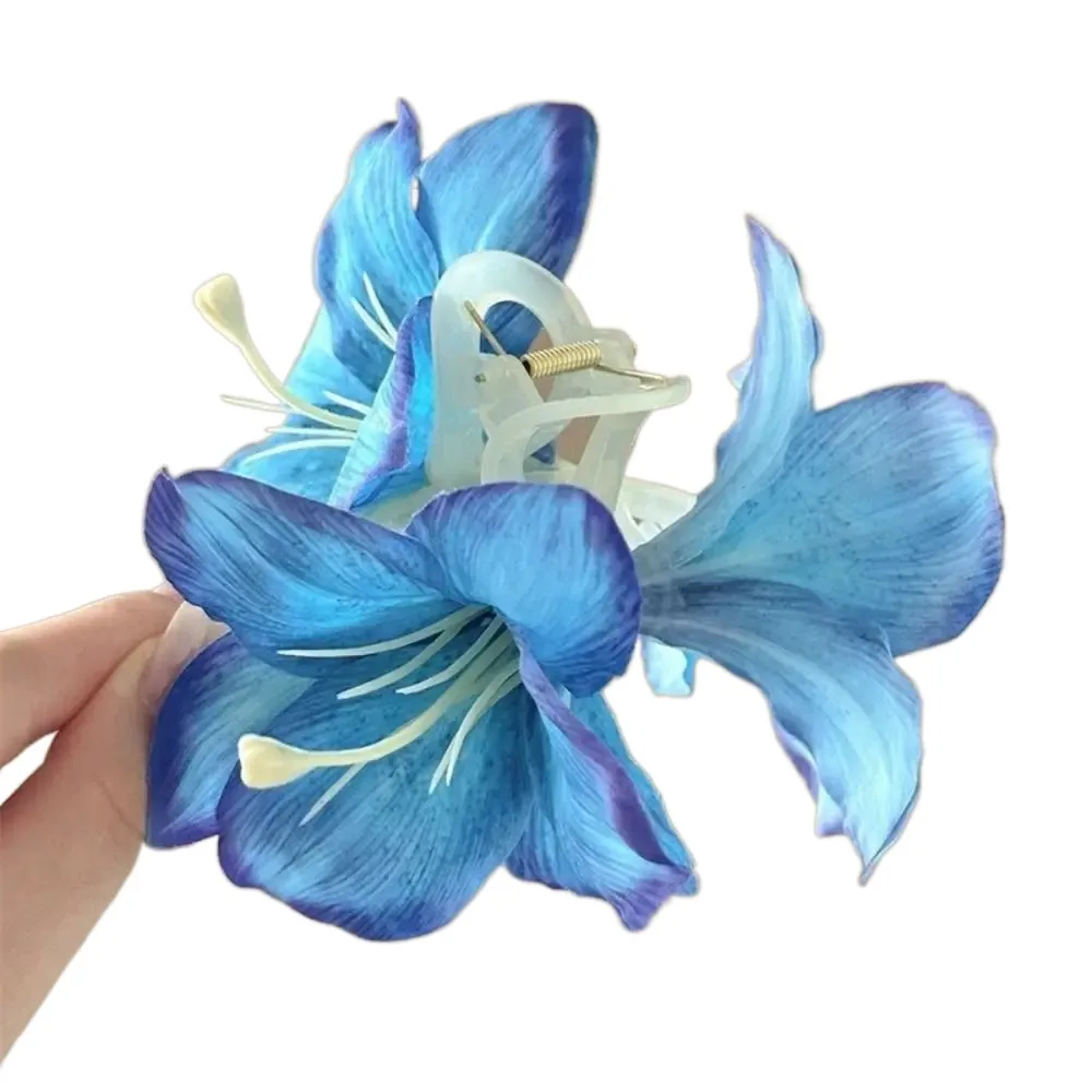 Fashion Purple Lily Flower Hair Shark Clip Super Fairy Plastic Hair Clips Super Fairy Headwear Hair Styling  Accessories