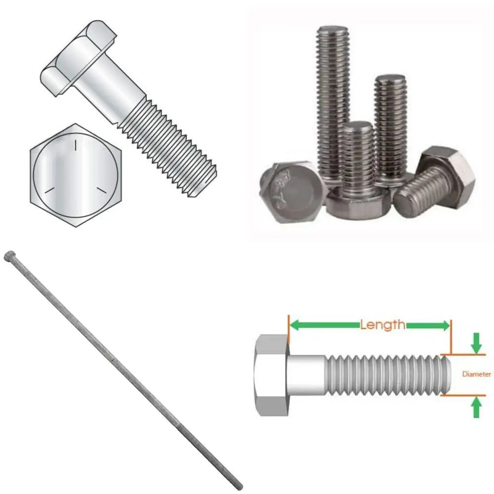 

Partially Threaded Zinc Plated Grade 5 Hex Bolts 3/8-16 x 7 Inches, 50 Pack UNC Thread, Heavy Duty Fasteners