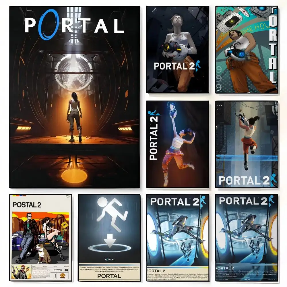 Famous Game P-Portal 2 Poster Decorative Wall Art for Living Rooms, Bedrooms, Bars & Cafés, Stylish Home Décor Gift