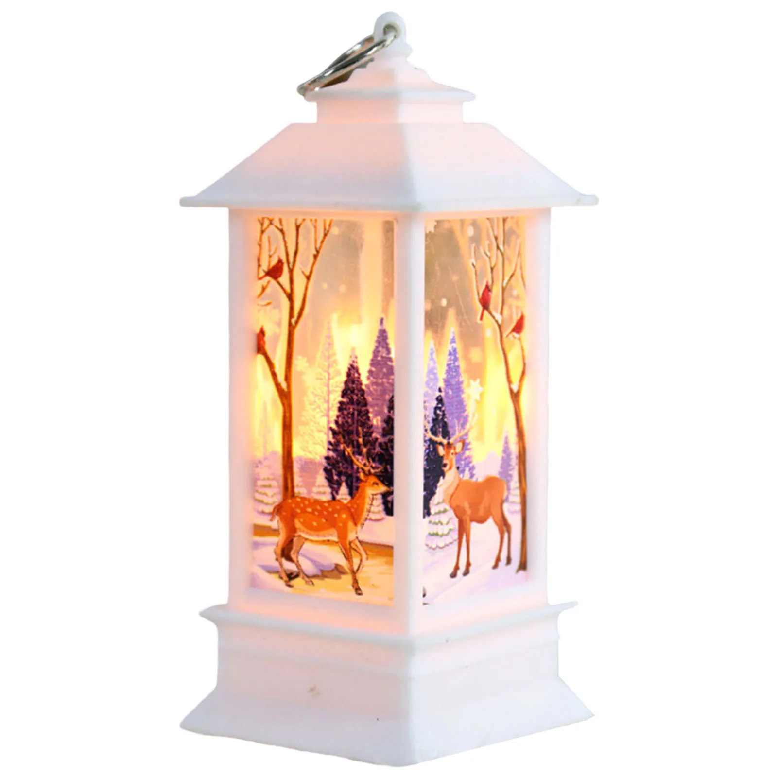 Christmas Deer Snowman Lanterns Vintage Christmas Festive Night Lights for Table Mantel Fireplace Decor