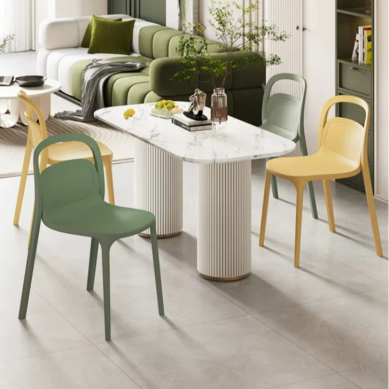 Black Stackable Dining Chairs European Plastic Designer Nordic Dining Chairs Kitchen Salon Sedia Da Pranzo Home Furniture