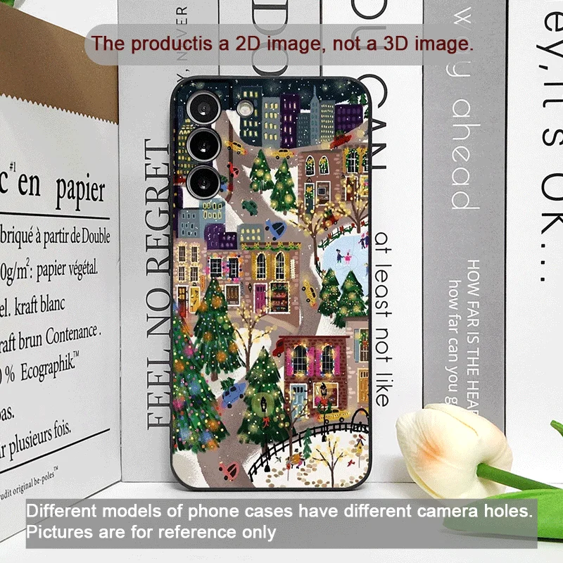 Kerst Sneeuw Straat Etalage Landschap Patroon Telefoon Case voor Motorola Moto Edge 50 Fusion 40 30 Neo G24 E14 G75 G85 G54 Cover