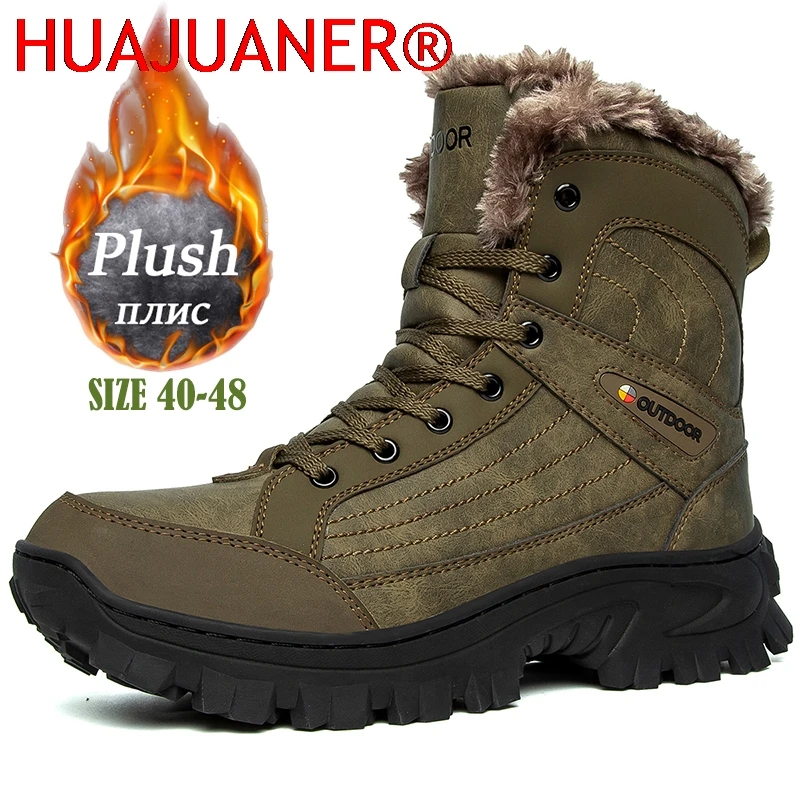 

Men Winter Snow Boots Platform Plush Comfortable Ankle Boots Plush Waterproof Anti-Slip Warm Desert Boots Hiking Shoes Plus Size