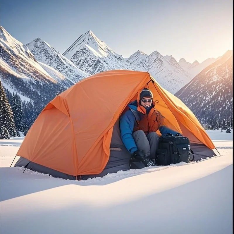 Waterproof mountaineering overnight double-layer 2 double tent, park camping tent including matching floor mat Huba tent