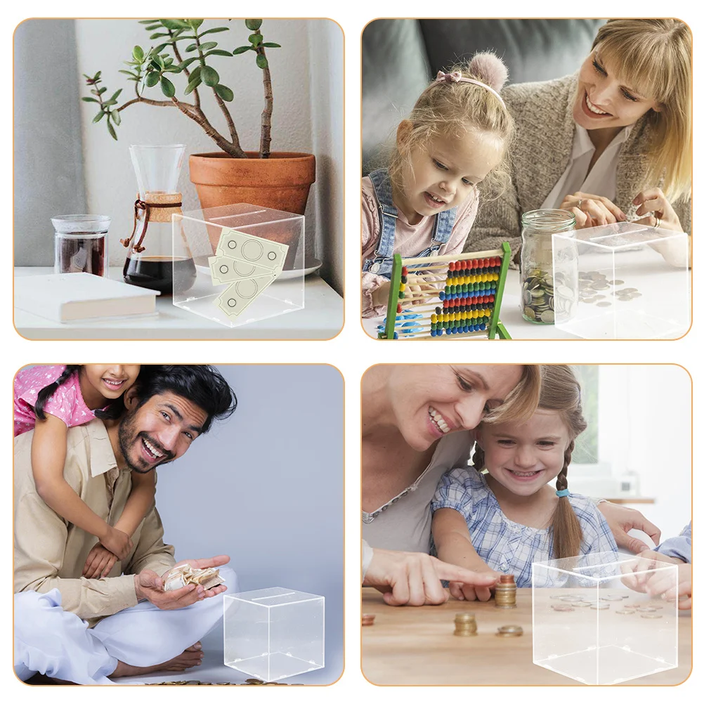

Transparent Acrylic Saving Jar Large Capacity Money Box Kids Educational Tool Home Decoration New Year Birthday Gift