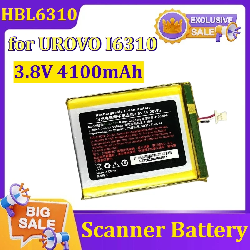 

New High Quality HBL6310 3.8V 4100mAh for UROVO I6310 Scanner Battery