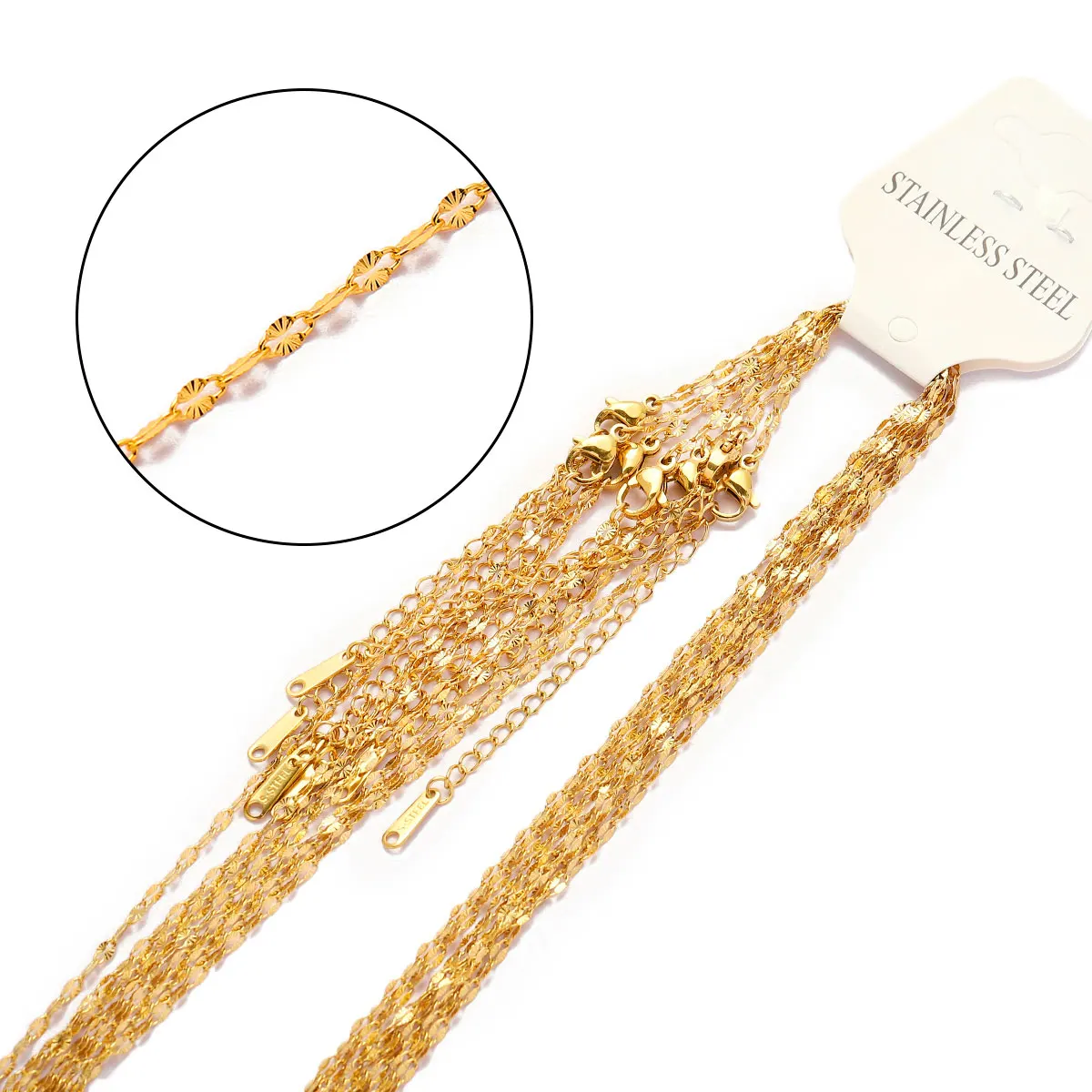 5pcs/Lot 45cm 18k Gold Vacuum Plated Stainless Steel Lip Link Chain Necklace Women Paperclip DIY Charm Pendant Jewelry Making