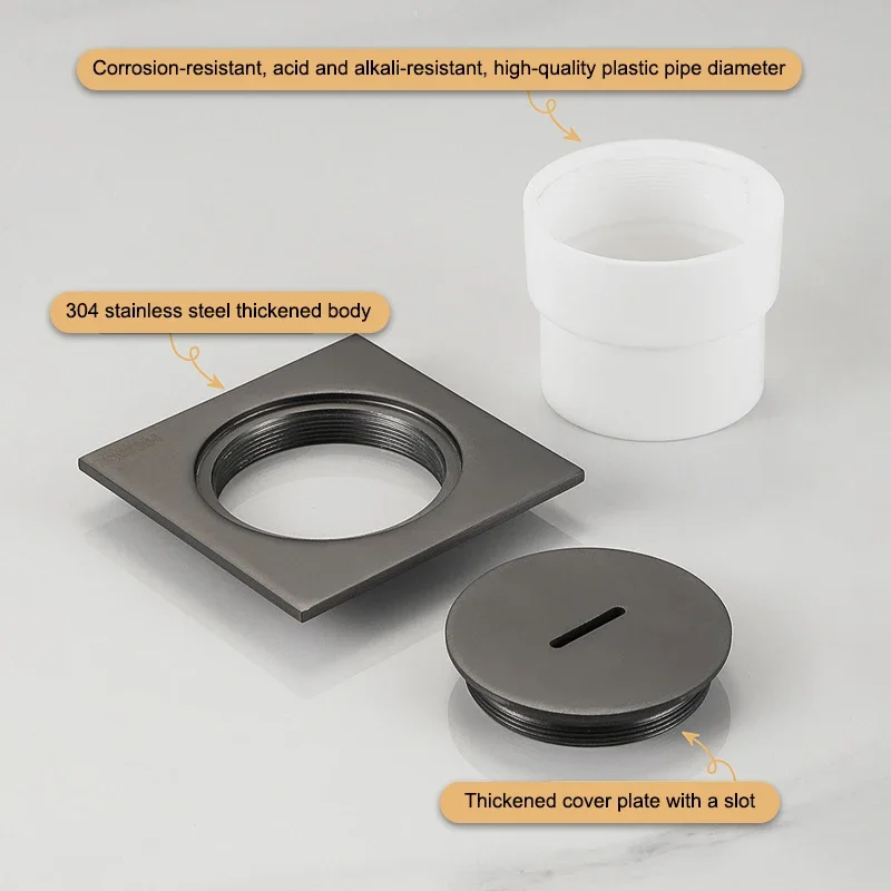 Imagem -05 - Stainless Steel Gun Gray Floor Drain Dreno do Chuveiro com Porto de Limpeza Drenagem para Banheiro e Varanda 304