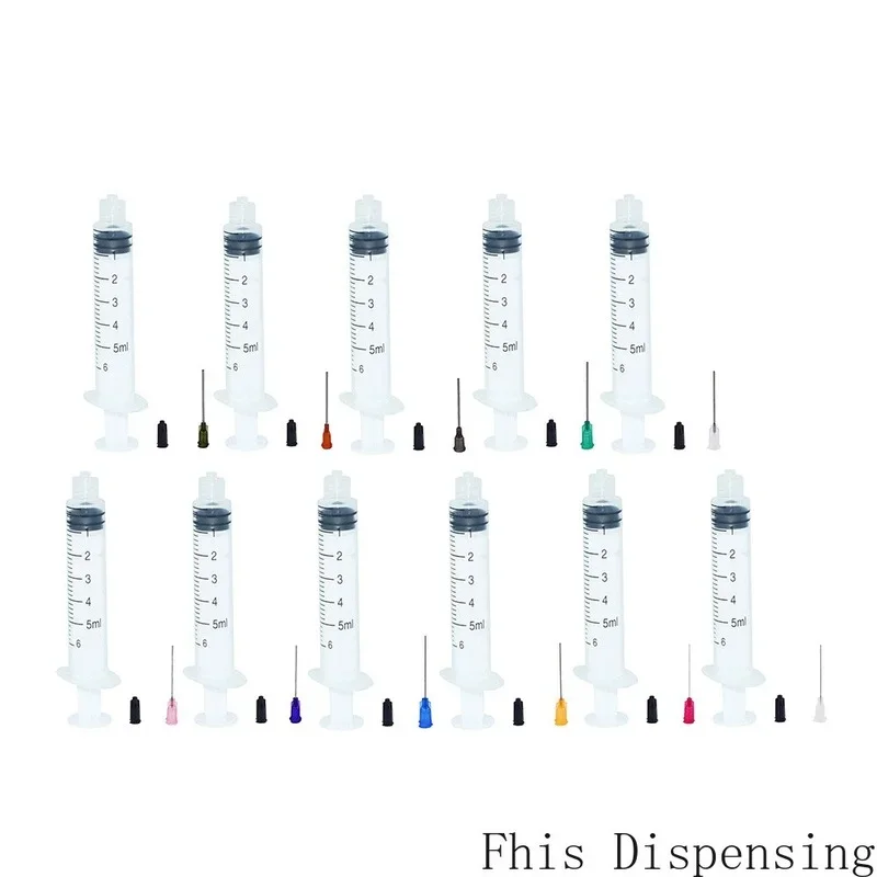 Tip Fill Dispensing Needle Pack of 11 5ml Syringes with Plastic Mixed Size Blunt