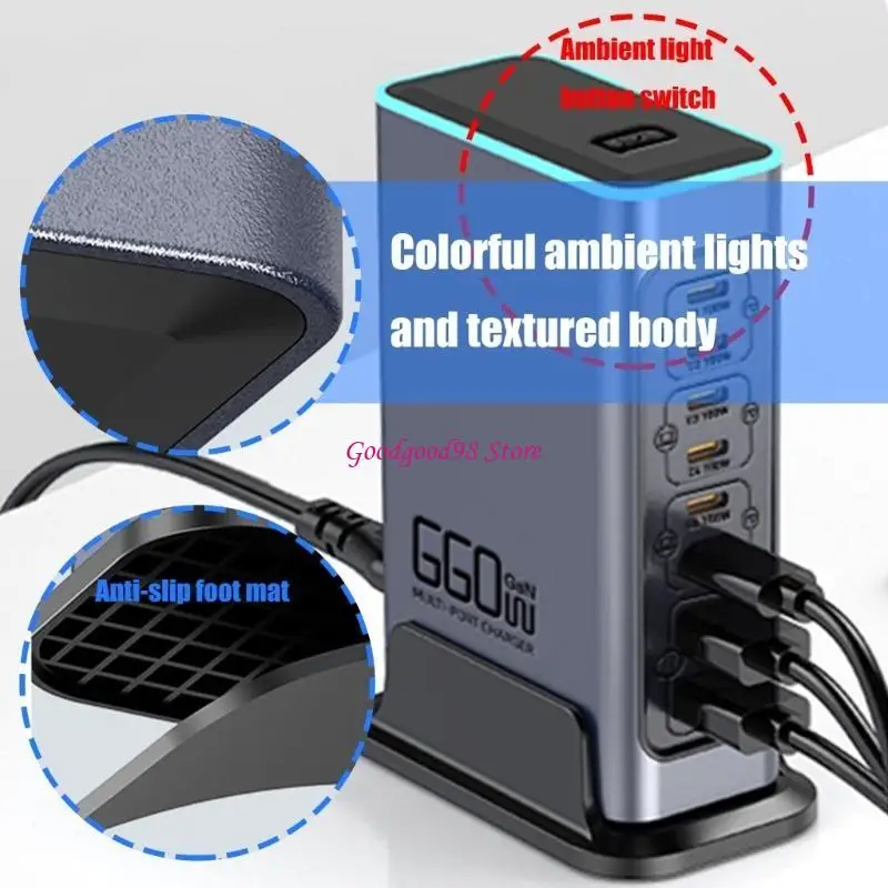 

660W USB C Зарядная станция PD100W для ноутбуков для ноутбуков.