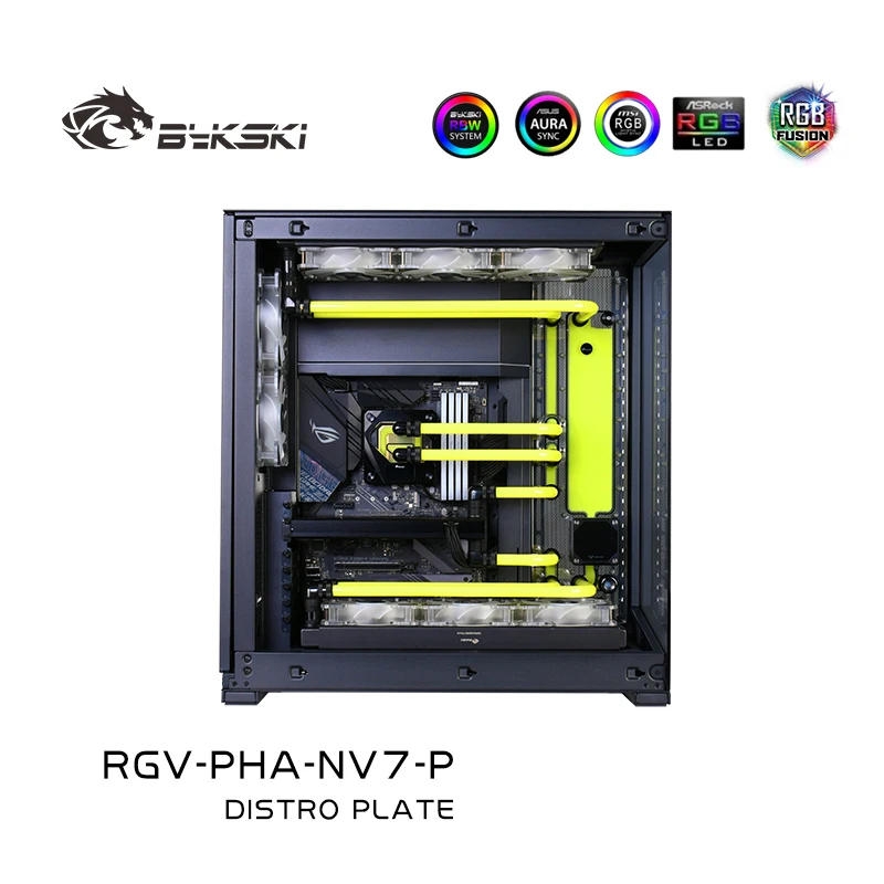 

BYKSKI Acrylic Distro Plate Kit Solution Use for PHANTEKS NV7 Computer Case Water Cooling Replace Reservoirs Support DDC Pump