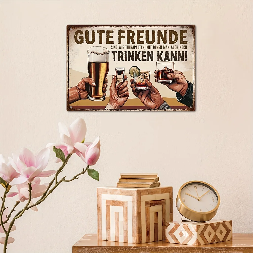 German Vintage Metal Sign, Good Are Like Therapists You Can Also With!, Wall Art Decor for Home Farmhouse Bar Pub Club, Gift view 2