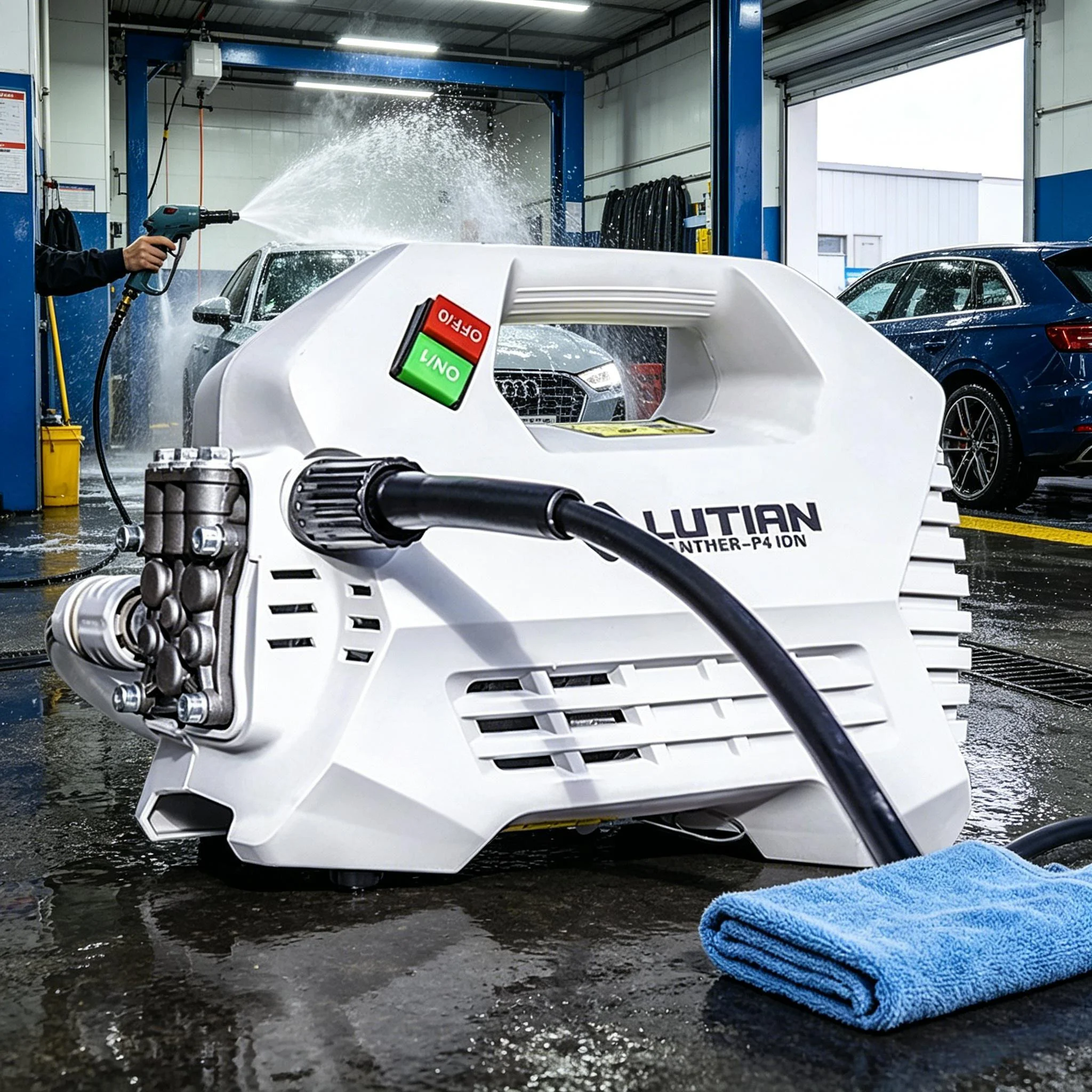 1600W High Pressure Car Washer, 130Bar Induction Electric 68dB Low Noise Portable Power Washer for Car Home Garden Cleaning