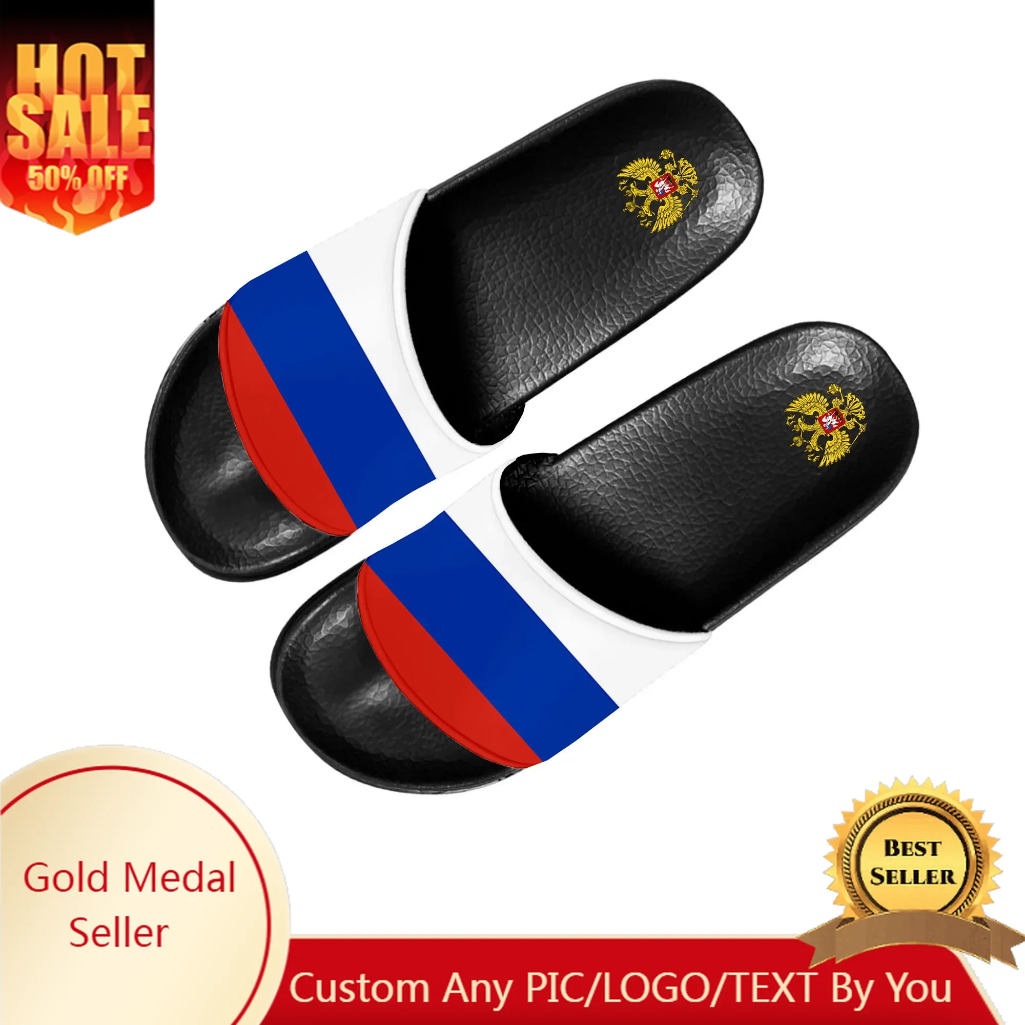 

Russian Flag Slippers Home Water Shoes Men Women Teenagers Russia Beach Pool Sandals Custom Made Summer Slipper