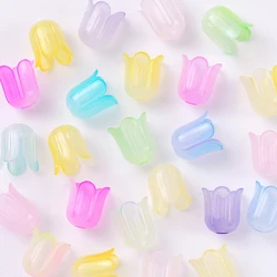 50g 200pcs rainbow dual bell orchid tulip acrylic pearl beads DIY flower petal tulip night light string bead accessories