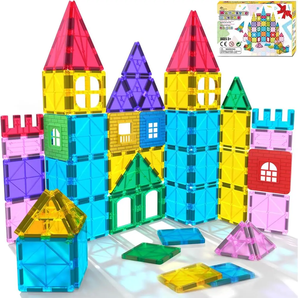 

60-Piece Magnetic Building Blocks Set for Kids - 3D STEM Educational Toys for Ages 3-9, Perfect for Christmas & Birthday Gifts