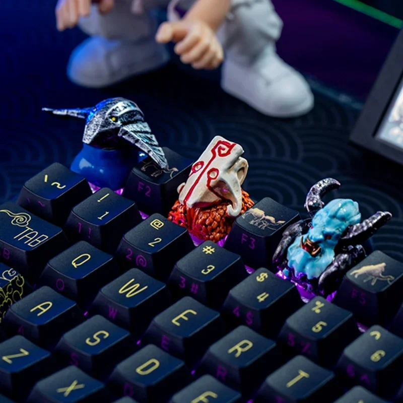 DOTA2 Anime Artisan Keycaps Juggernaut Point personalizado 3D Keycaps lindo dibujos animados resina Gaming Keycaps para teclado mecánico