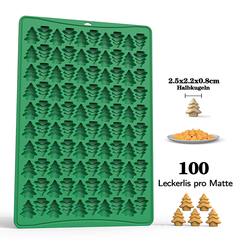 Stampo per biscotti creativo per albero di Natale Stampo per biscotti in silicone da 100 fori Mini stampo per biscotti per snack per cani da compagnia Stampo per cioccolato fai da te