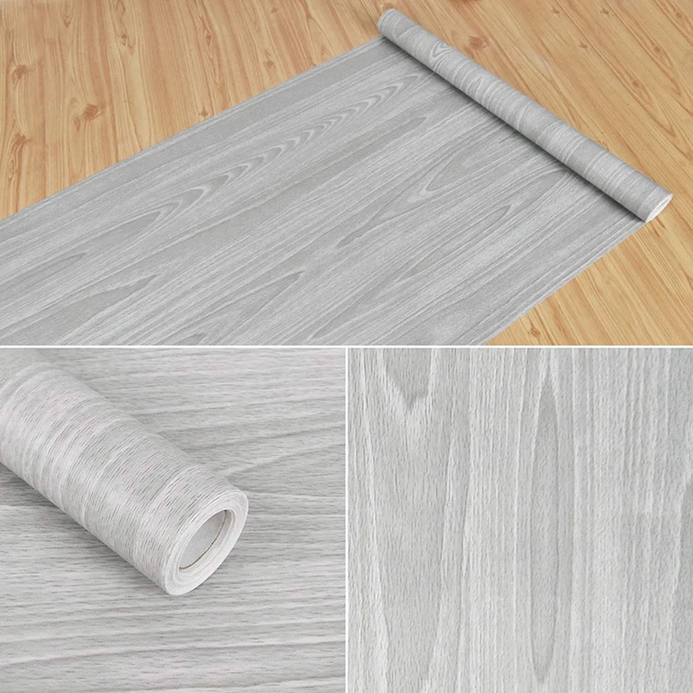 

10M Gray Wood Grain Sticker For Furniture Wallpapers PVC Wallstickers DIY Walls Waterproof Door Kitchen Wardrobe Cabinet Decor