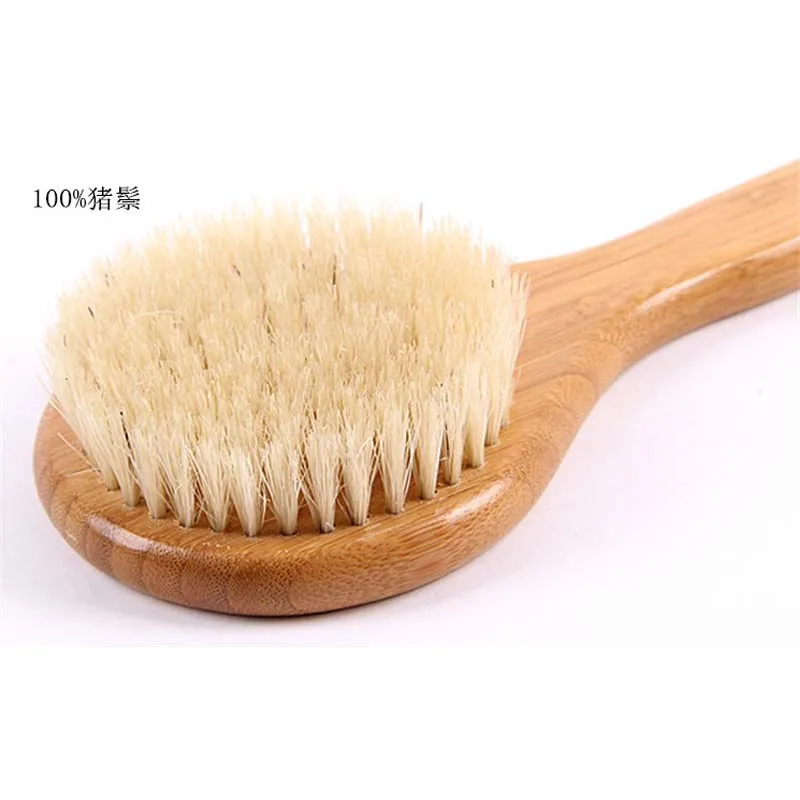 33cm Bamboo Shower Body Brush with Boar Bristle Perfect for Dry Skin Brushing Essential for Cellulite Reduction Skin Exfoliation