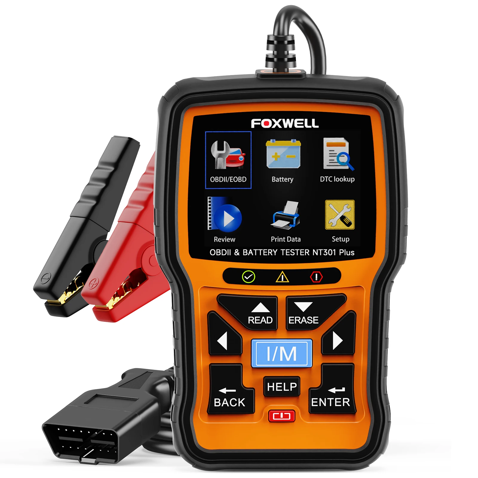 Foxwell NT301 Plus 2-in-1 OBD 2 Scanner Grade a Engine Code Reader and Car Battery Tester 2 Year Warranty Diagnostic Tool