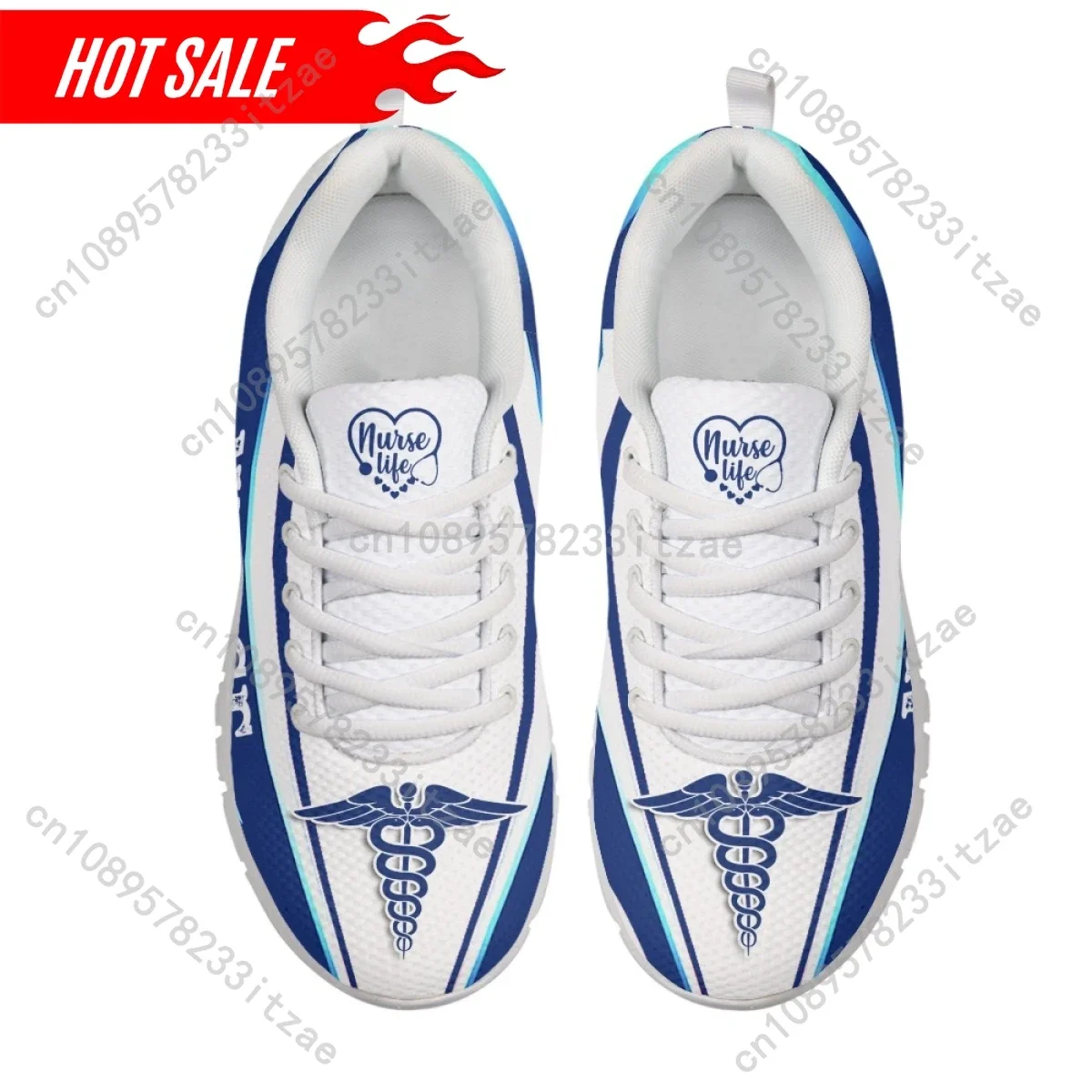 Mesh Nurse Design Sneakers Lightweight Women Flat Shoes Mesh Paramedic Heartbeat EMT EMS Print Female Walk Footwear