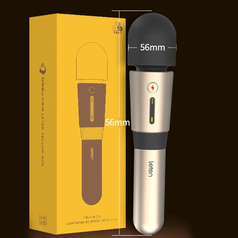 Leten Lightning AV Wand III Super Motor Intense Vibration Big Head Smart Heating Female Vibrator Ergonomic G Spot Stimulator