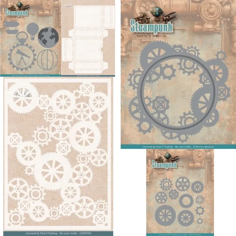 Steampunk Box Globe Gears troquel de metal y plantilla de corte 2025 nuevo troquel DIY moldes sucata reserva papel hacer cortes artesanías troquel grande