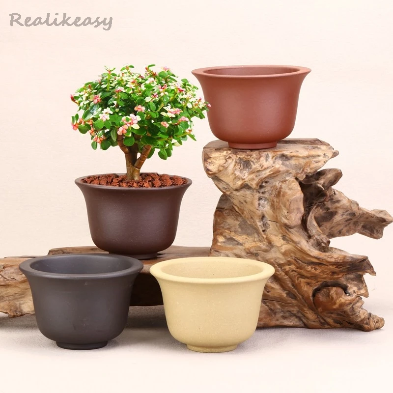 4Color Yixing Purple Clay Flower Pot Chinese Ceramic Succulent Flower Pot Desktop Creative Decoration Bonsai Pot Home DecorLJ440