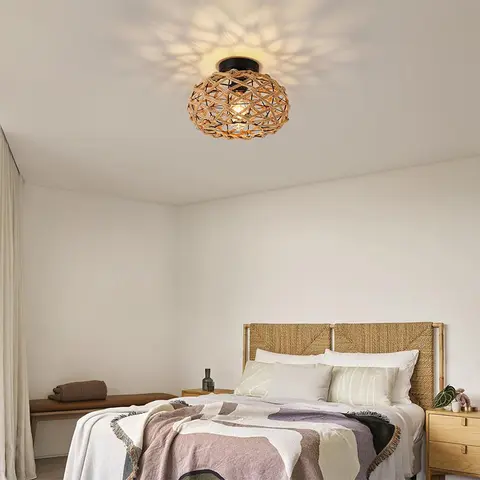 हेम्प रस्सी छत लाइट विंटेज E27 बुना रतन विकर लटकन लैंप बेडरूम कैफे हॉलवे ग्रामीण इलाकों इनडोर सजावट लैंपशेड के लिए 10 best sales छत प्रकाश कवर - №1