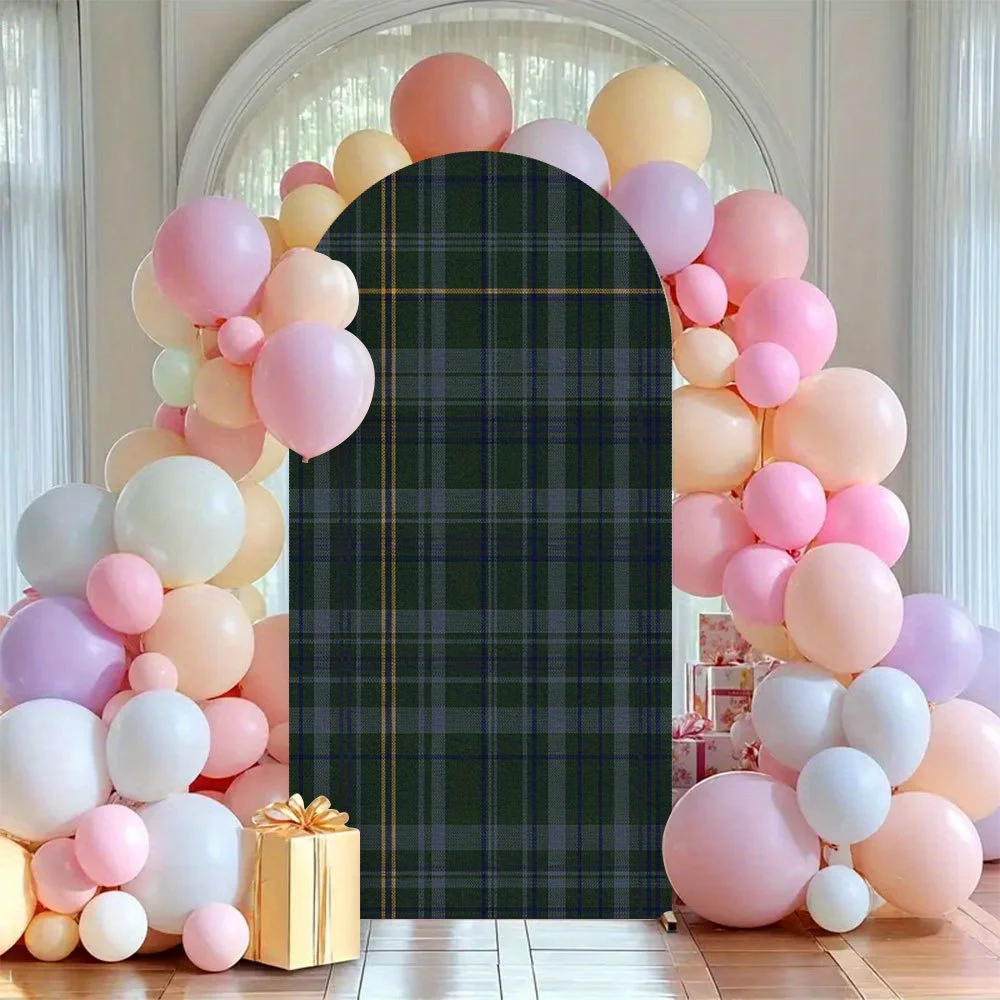 VIKAMA gewölbter Hintergrundstoff, Hochzeitshintergrundstoff, tiefgrün, schwarz, Gitter, Party-Dekoration, Geburtstagsfeier, Hintergrundwand