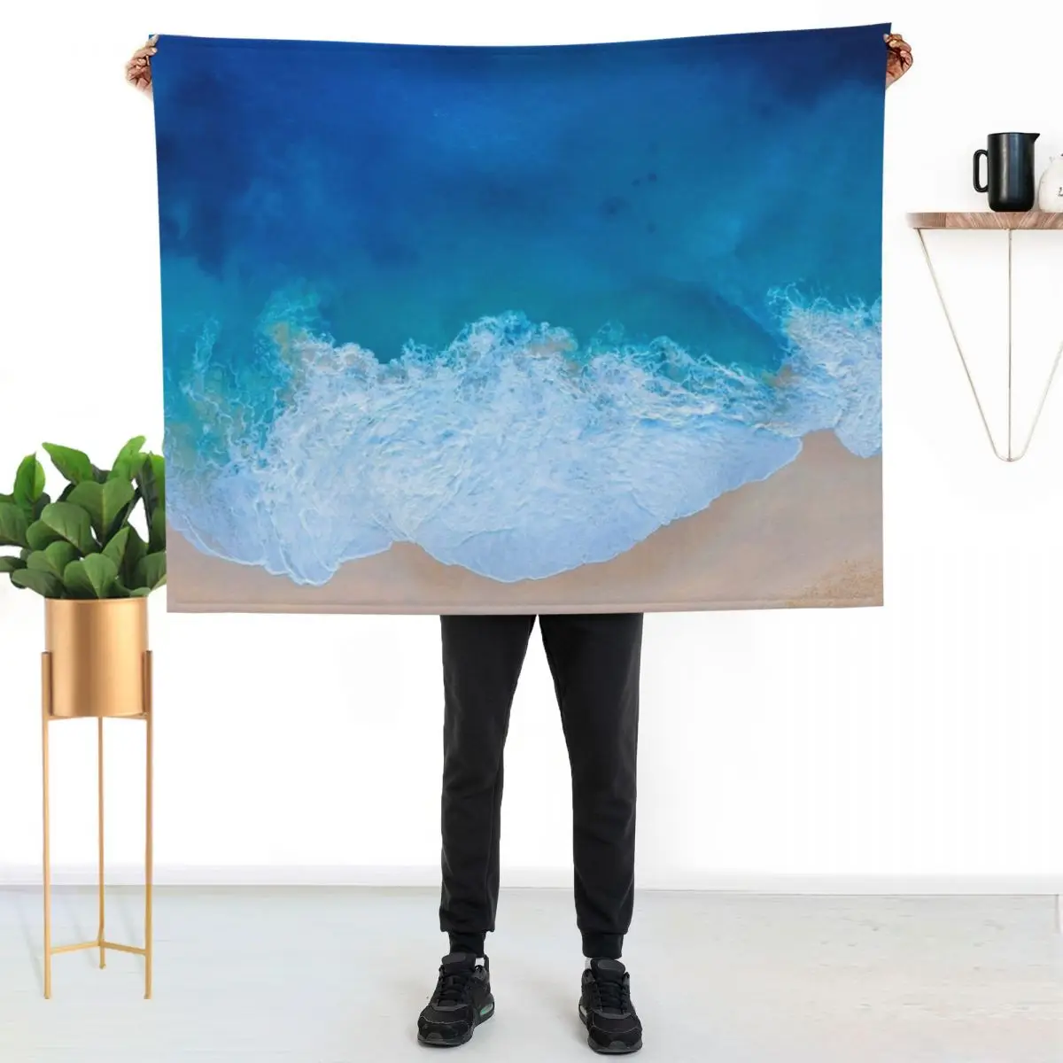 

Seaside and wave #7. Sea foam. Aerial view Throw Blanket All Season Lightweight Soft Blanket for Bed