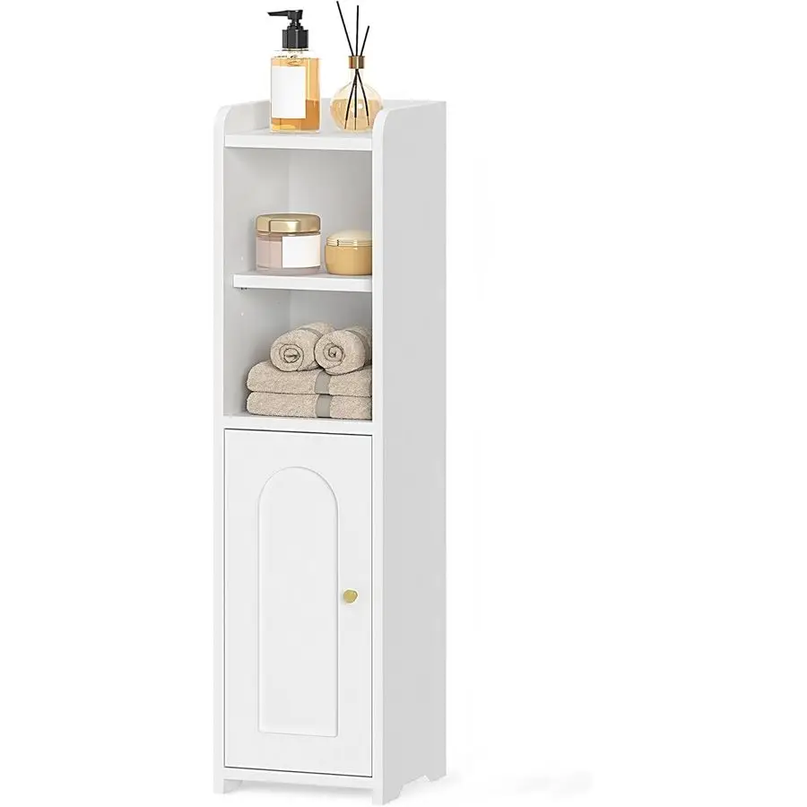 

Storage Cabinet, Small Corner Floor Cabinet with Doors and Adjustable Shelf, Narrow Toilet Paper Cabinets, Bathroom Organizer f