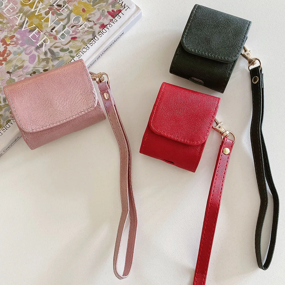 

Luxury Business Earphone Bag For AirPods 4 Case Solid Color Matte Leather Portable Protection Cover For AirPods 1 2 3 Pro 2 2nd