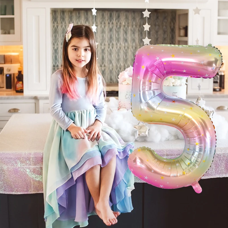 1 قطعة 40 بوصة قوس قزح اللون عدد احباط بالون 0-9 أرقام التدرج بالون رقمي الاطفال حفلة عيد ميلاد زينة بالونات الهيليوم