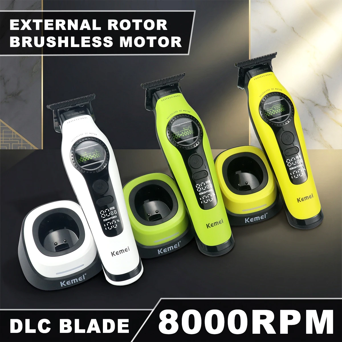 

KEMEI KM-1595 Профессиональный триммер 8000 об/мин с внешним ротором, бесщеточный двигатель, базовое зарядное устройство, мужская финишная машина
