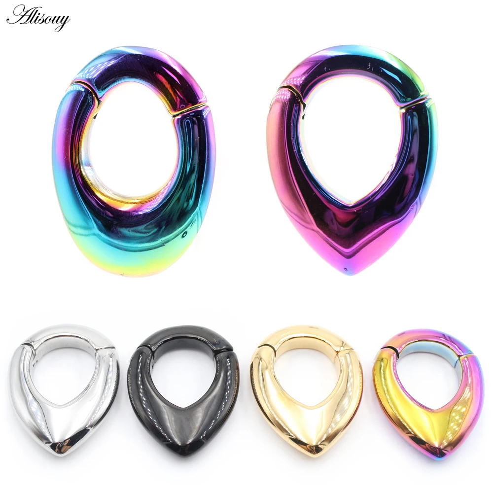 

Alisouy 1PC Oval Water Drop Stainless Steel Piercing Ear Weights Heavy Expander Stretcher Plugs Gauges Earrings Body Jewelry