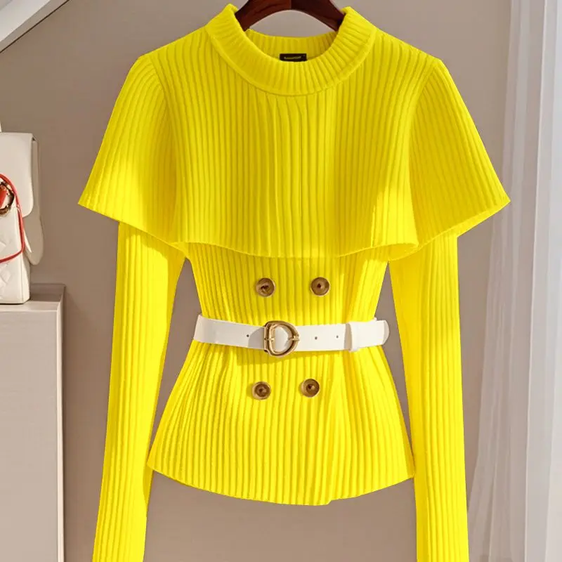 Early Autumn New Style Classic Knitted Top Elegant Cloak Cape Plush Soft Luxury Sweater Knit Blouse High-end Chic Knitwear